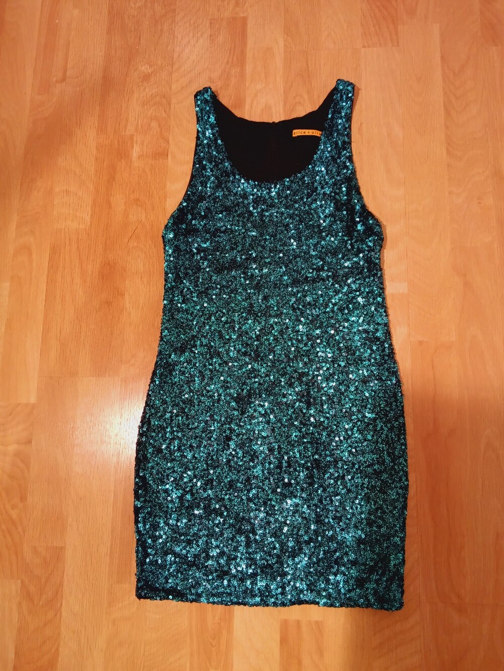 Alice + Olivia Teal Sequin Mini Dress